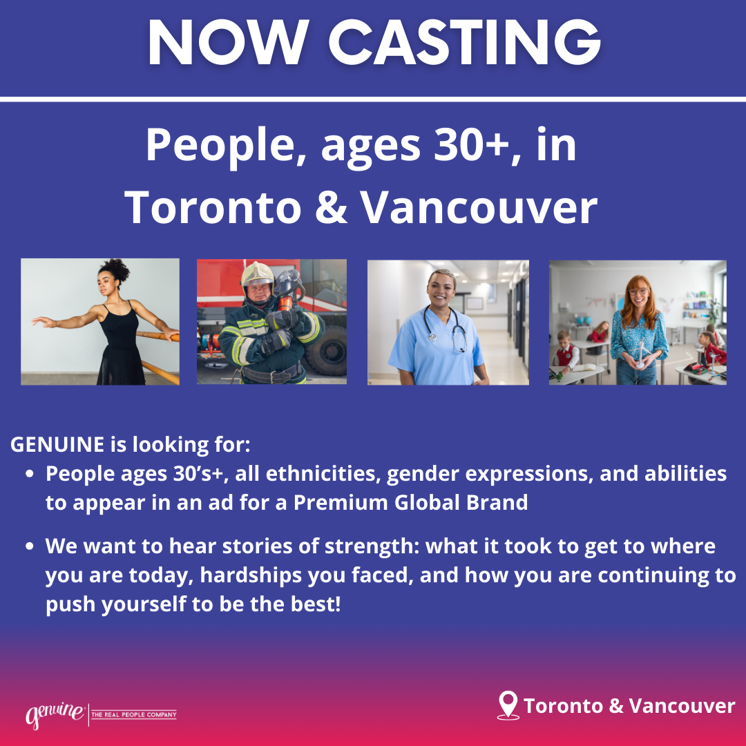 CASTING: People ages 30+ in Toronto & Vancouver