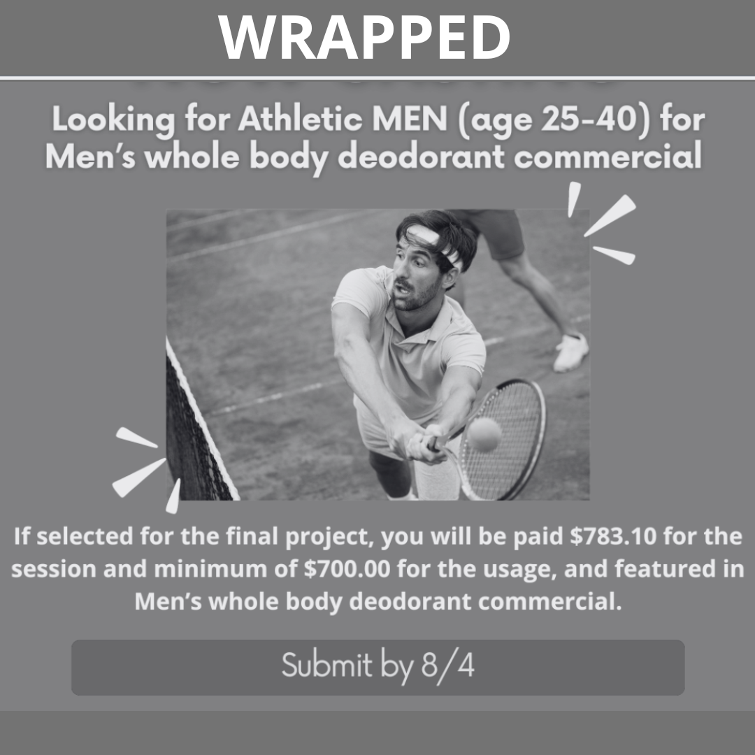 CASTING: ATHLETIC MEN FOR MEN’S WHOLE BODY DEODORANT COMMERCIAL