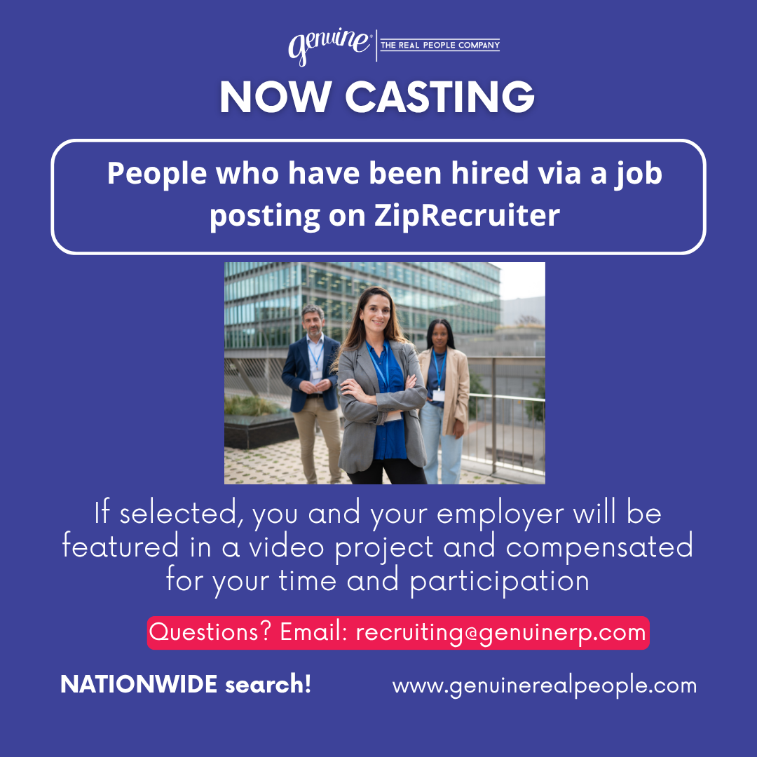 CASTING: People who have been hired via a job posting on ZipRecruiter